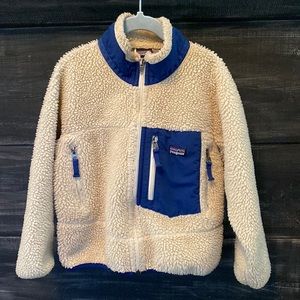 Patagonia Retro Fleece Jacket, Size XS. (5-6). Natural w/Superior Blue.